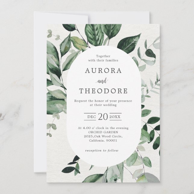 Emerald Greenery Eucalyptus Botanical Wedding Invi Invitation (Front)