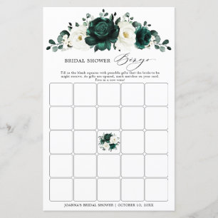 Emerald Greenery Eucalyptus  Bridal Shower Bingo