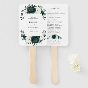Emerald Greenery Eucalyptus Floral Wedding Program Hand Fan