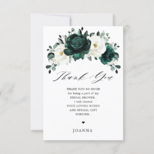 Emerald Greenery Eucalyptus White Bridal Shower    Thank You Card