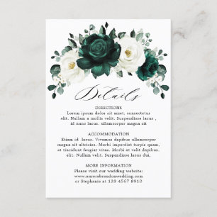 Emerald Greenery Eucalyptus White Floral Wedding Enclosure Card