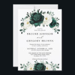 Emerald Greenery Eucalyptus White Floral Wedding Invitation<br><div class="desc">Elegant Emerald green greenery & ivory white floral botanical wedding Invitation featuring white roses and elegant green watercolor eucalyptus leaves . Please contact me for any help in customisation or if you need any other product with this design.</div>