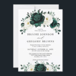 Emerald Greenery Eucalyptus White Floral Wedding Invitation<br><div class="desc">Elegant Emerald green greenery & ivory white floral botanical wedding Invitation featuring white roses and elegant green watercolor eucalyptus leaves . Please contact me for any help in customisation or if you need any other product with this design.</div>