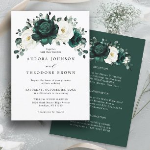 Emerald Greenery Eucalyptus White Floral Wedding Invitation
