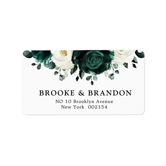 Emerald Greenery Eucalyptus White Floral Wedding Label (Front)