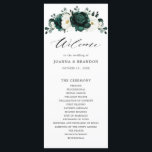 Emerald Greenery Eucalyptus White Floral Wedding Program<br><div class="desc">Elegant Emerald green greenery & ivory white floral botanical wedding program card featuring white roses and elegant green watercolor eucalyptus leaves . Please contact me for any help in customisation or if you need any other product with this design.</div>