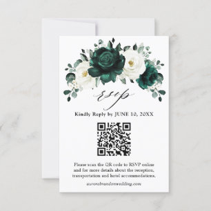 Emerald Greenery Eucalyptus White Floral Wedding R RSVP Card