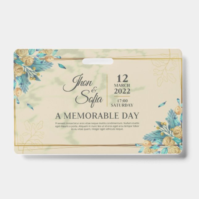 Emerald Greenery Faire-part de mariage Décontracté ID Badge (Front)