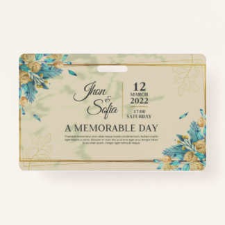 Emerald Greenery Faire-part de mariage Décontracté ID Badge