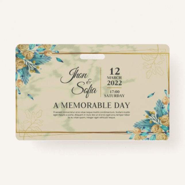 Emerald Greenery Faire-part de mariage Décontracté ID Badge (Front)