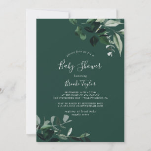 Emerald Greenery   Green Baby Shower Invitation