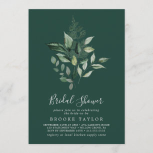 Emerald Greenery   Green Bridal Shower Invitation