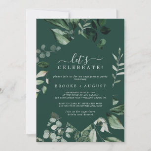 Emerald Greenery Green Let's Celebrate Invitation