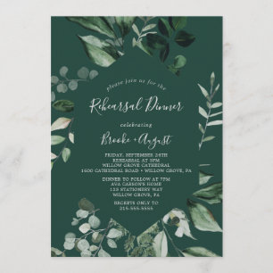 Emerald Greenery   Green Rehearsal Dinner Invitation