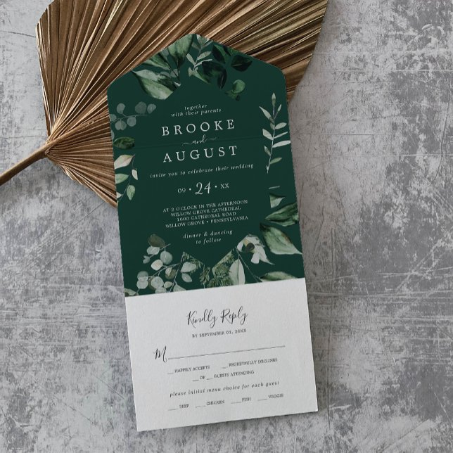 Emerald Greenery | Green Wedding All In One Invitation (Creator Uploaded)