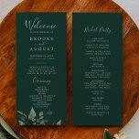 Emerald Greenery | Green Wedding Program<br><div class="desc">This emerald greenery green wedding program is perfect for a boho wedding. The elegant yet rustic design features moody dark green watercolor leaves and eucalyptus with a modern bohemian woodland feel. Include the name of the bride and groom, the wedding date and location, thank you message, order of service, bridal...</div>