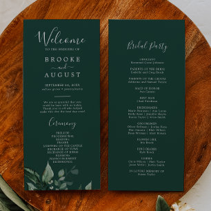 Emerald Greenery Green Wedding Program