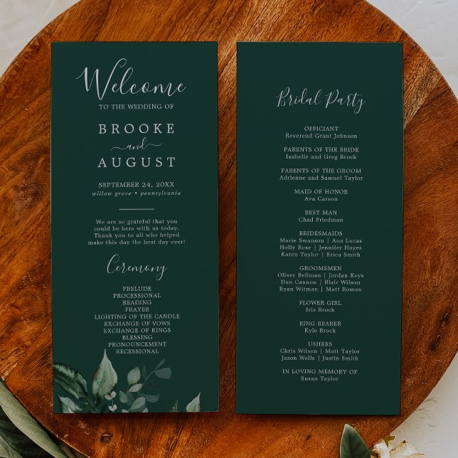 Emerald Greenery | Green Wedding Program (Creator Uploaded)