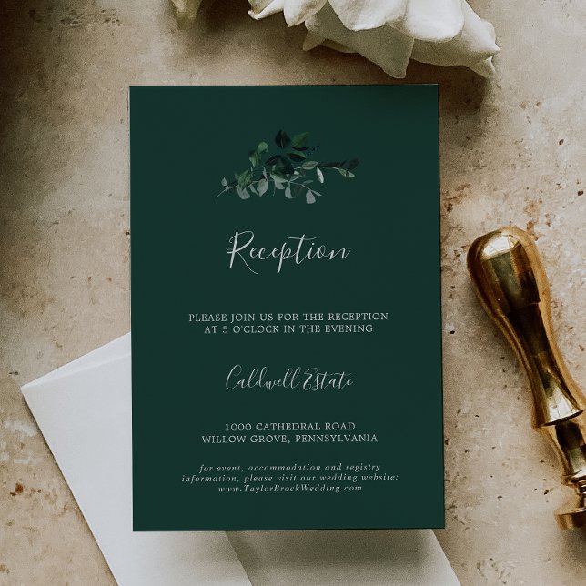 Emerald Greenery | Green Wedding Reception Enclosure Card (Creator Uploaded)