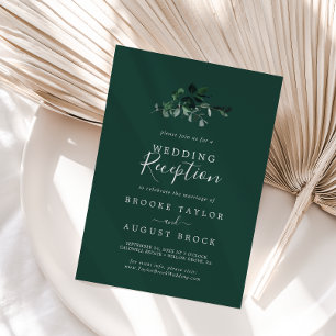 Emerald Greenery Green Wedding Reception Invitation