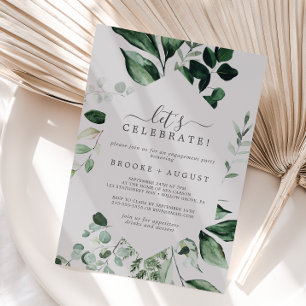 Emerald Greenery   Grey Let's Celebrate Invitation