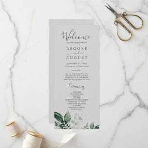 Emerald Greenery   Grey Wedding Program