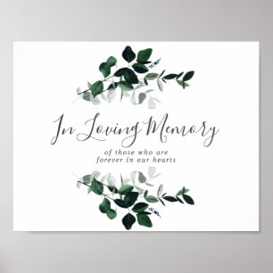 Emerald Greenery In Loving Memory Memorial Sign