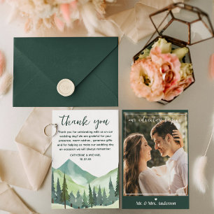 Emerald Greenery Mountain Pine Rustic Wedding Thank You Card