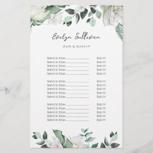 emerald greenery price list flyer