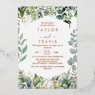 Emerald Greenery Rose Gold Foil All-In-One Wedding