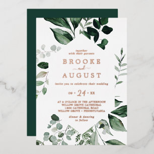 Emerald Greenery Rose Gold Foil All In One Wedding
