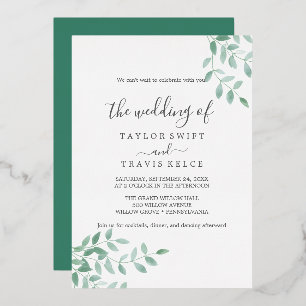 Emerald Greenery   Rose Gold Foil Wedding 