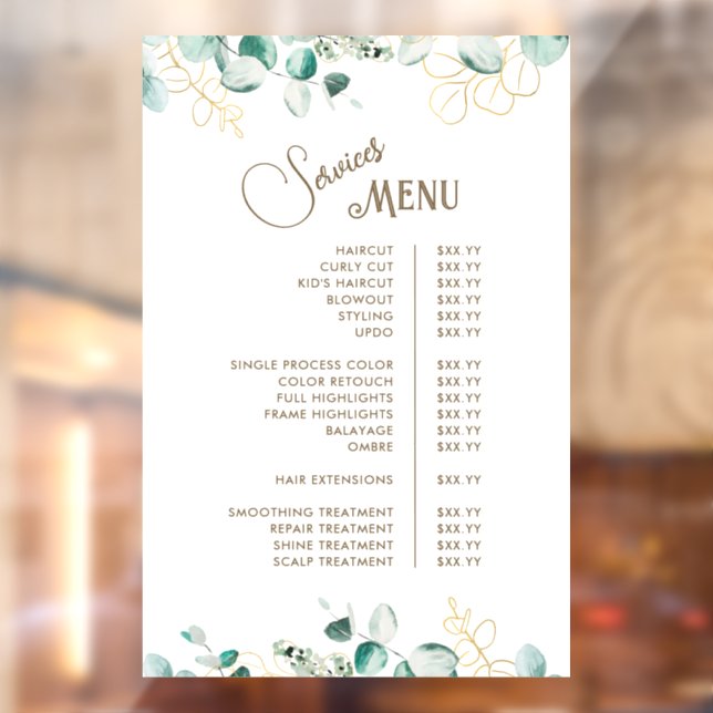 Emerald Greenery Services Menu Window Cling (Sheet 2)
