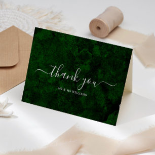 Emerald Greenery & Silver Calligraphy Thank You Card