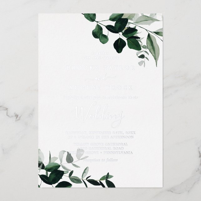 Emerald Greenery | Silver Foil Wedding (Front)