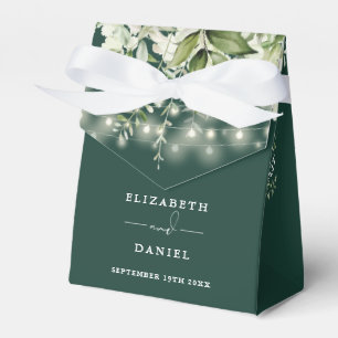Emerald Greenery String Lights Wedding Favour Box