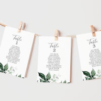 Emerald Greenery Table Number Seating Chart Cards