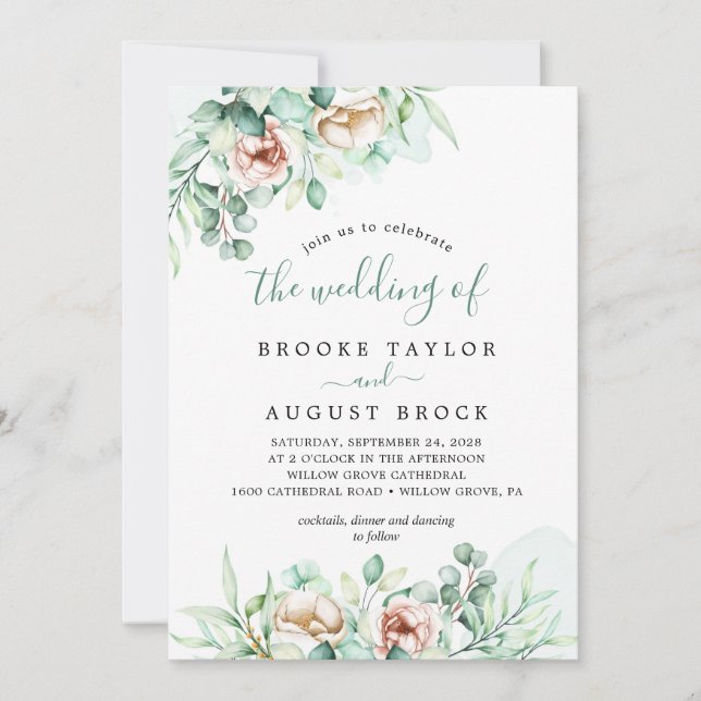 Emerald Greenery The Wedding Of Invitation (Front)