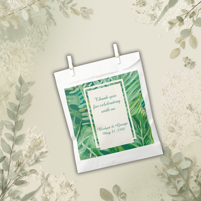 emerald greenery tropical wedding favour bag (Creator Uploaded)