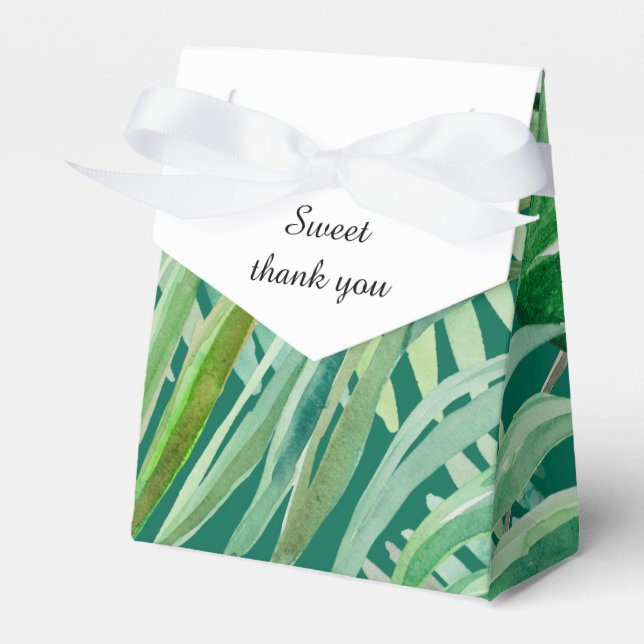 emerald greenery tropical wedding favour box (Front Side)