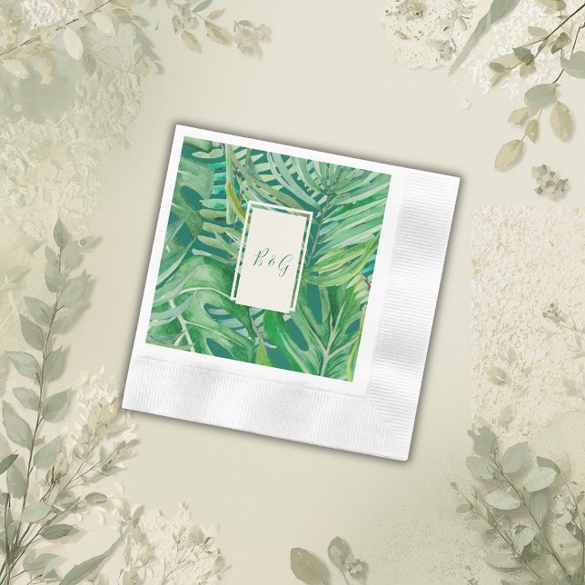 emerald greenery tropical wedding napkin (Creator Uploaded)