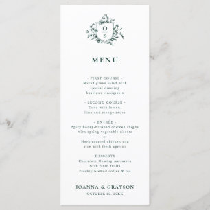 Emerald Greenery Vintage Botanical Wedding Menu