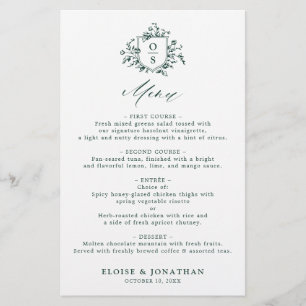 Emerald Greenery Vintage Botanical Wedding Menu
