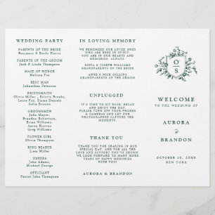 Emerald Greenery Vintage Botanical Wedding Program