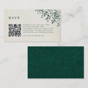 Emerald Greenery Vintage Botanical Wedding Website Enclosure Card