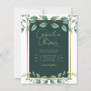Emerald Greenery Wedding Botanical Nature Invites