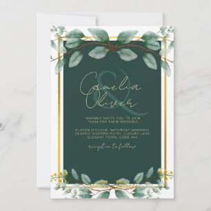 Emerald Greenery Wedding Botanical Nature Invites