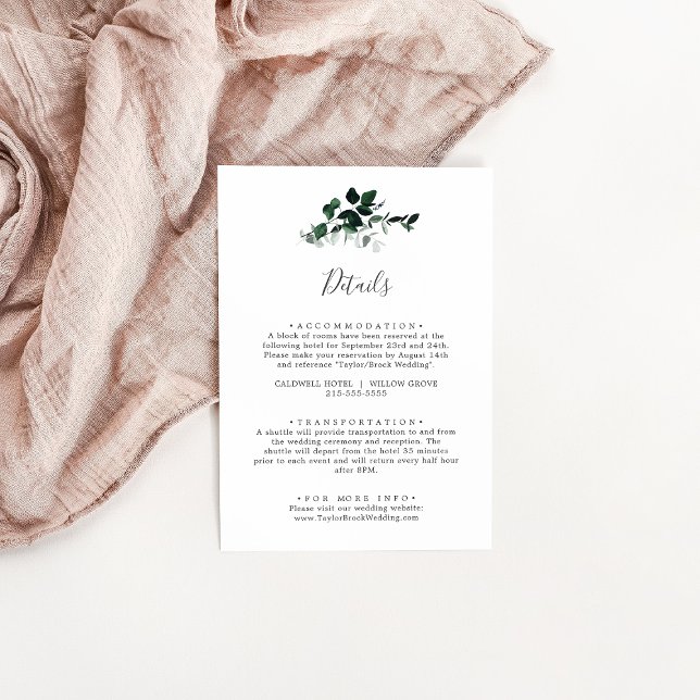 Emerald Greenery Wedding Details Enclosure Card (Creator Uploaded)