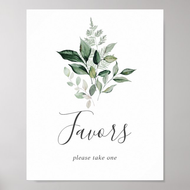 Emerald Greenery Wedding Favours Sign (Front)