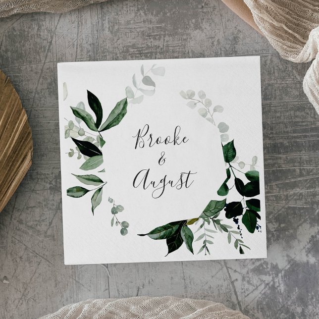 Emerald Greenery Wedding Napkin (Creator Uploaded)